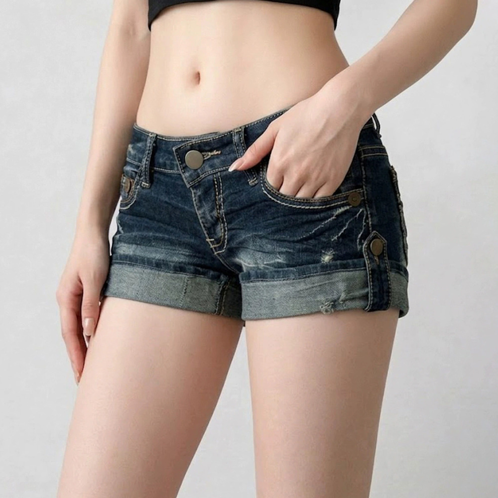 Zara Low Rise Ripped Denim Shorts Vintage Pants - Picture 4 of 6